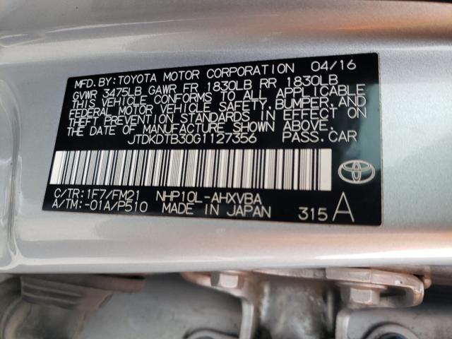 Photo 9 VIN: JTDKDTB30G1127356 - TOYOTA PRIUS C 