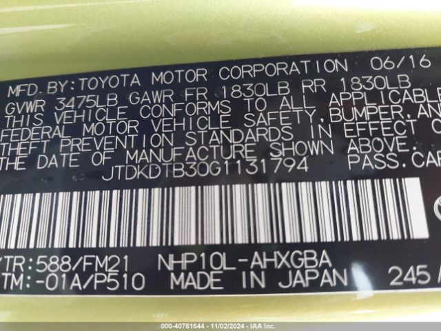 Photo 8 VIN: JTDKDTB30G1131794 - TOYOTA PRIUS C 