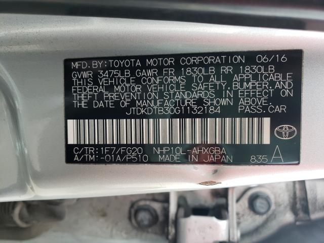 Photo 9 VIN: JTDKDTB30G1132184 - TOYOTA PRIUS C 