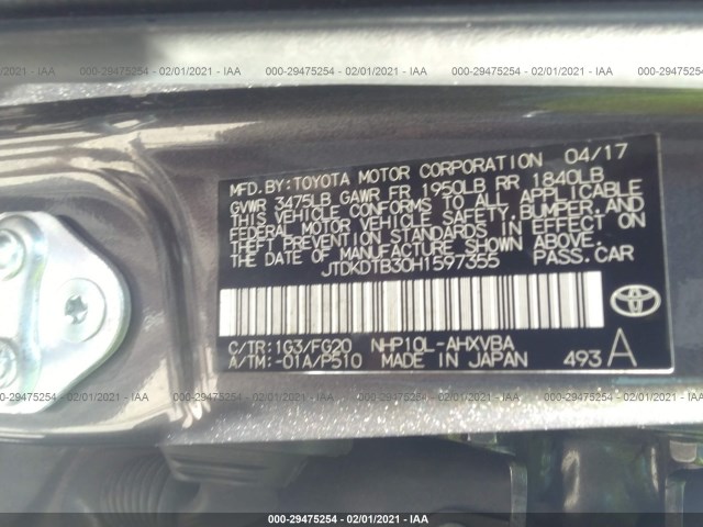 Photo 8 VIN: JTDKDTB30H1597355 - TOYOTA PRIUS C 