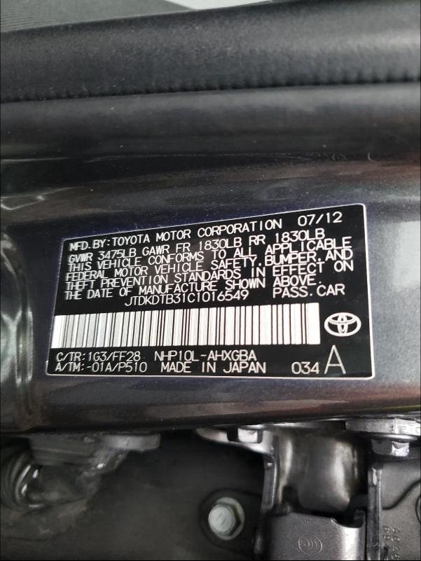 Photo 9 VIN: JTDKDTB31C1016549 - TOYOTA PRIUS C 