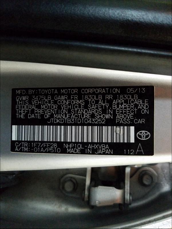 Photo 9 VIN: JTDKDTB31D1043252 - TOYOTA PRIUS C 