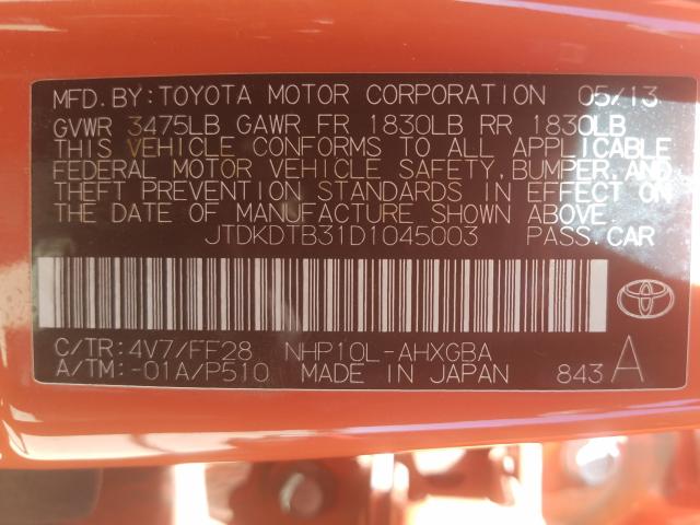 Photo 9 VIN: JTDKDTB31D1045003 - TOYOTA PRIUS C 