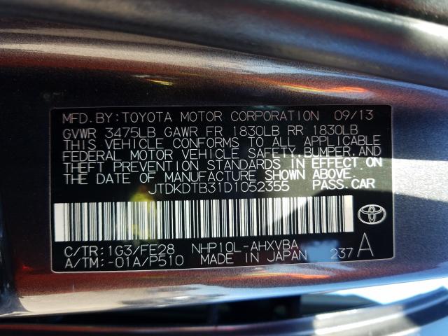 Photo 9 VIN: JTDKDTB31D1052355 - TOYOTA PRIUS C 