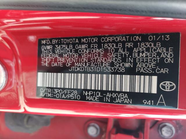 Photo 9 VIN: JTDKDTB31D1533738 - TOYOTA PRIUS C 