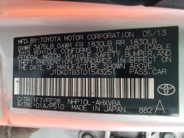 Photo 9 VIN: JTDKDTB31D1543251 - TOYOTA PRIUS C 