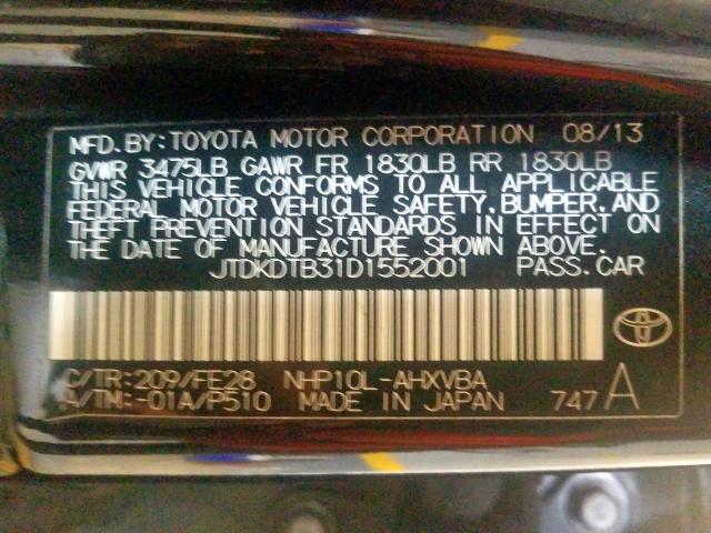 Photo 9 VIN: JTDKDTB31D1552001 - TOYOTA PRIUS C 