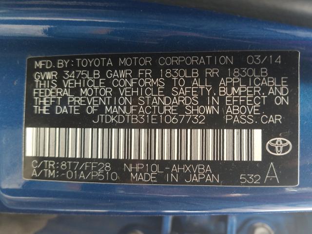 Photo 9 VIN: JTDKDTB31E1067732 - TOYOTA PRIUS C 