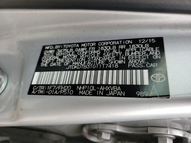 Photo 9 VIN: JTDKDTB31G1117418 - TOYOTA PRIUS-C 