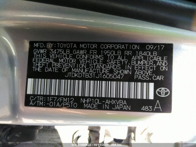 Photo 8 VIN: JTDKDTB31J1605047 - TOYOTA PRIUS C 