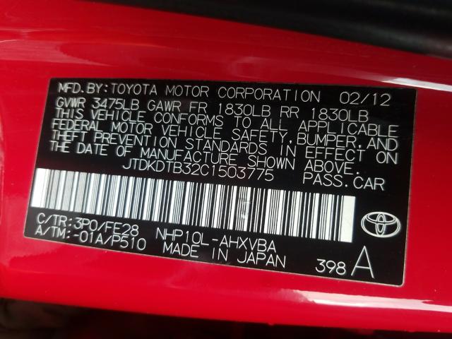 Photo 9 VIN: JTDKDTB32C1503775 - TOYOTA PRIUS C 