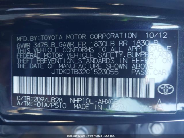 Photo 8 VIN: JTDKDTB32C1523055 - TOYOTA PRIUS C 