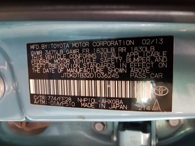 Photo 9 VIN: JTDKDTB32D1036245 - TOYOTA PRIUS C 