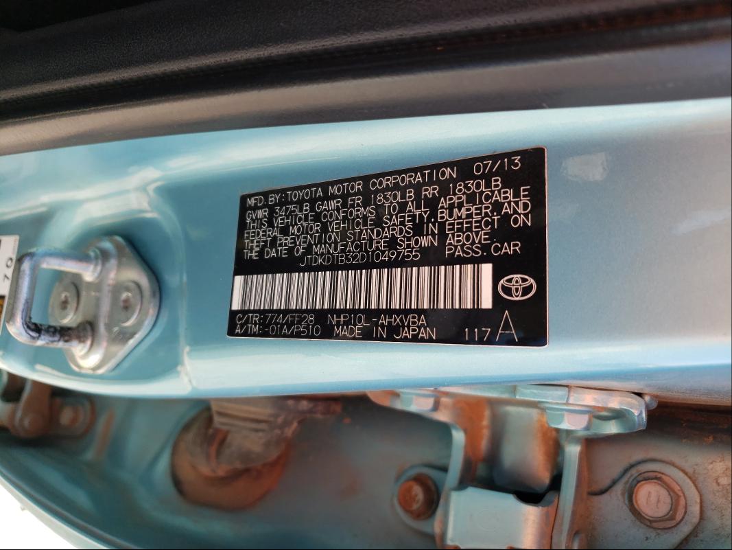 Photo 9 VIN: JTDKDTB32D1049755 - TOYOTA PRIUS C 