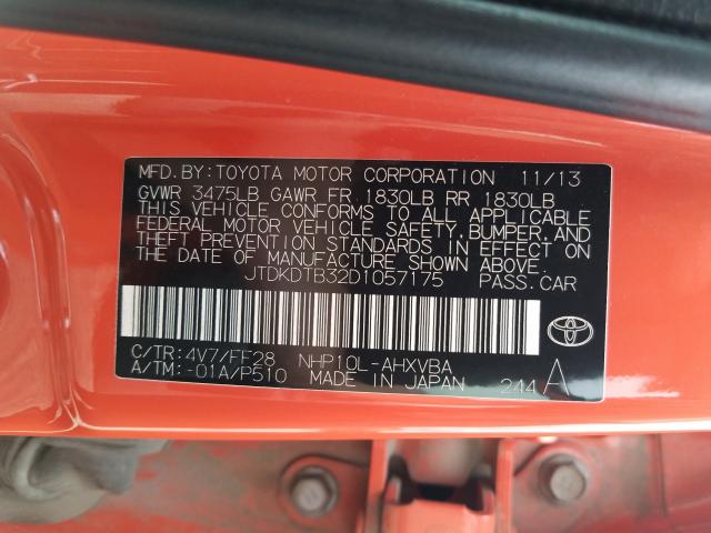 Photo 9 VIN: JTDKDTB32D1057175 - TOYOTA PRIUS C 