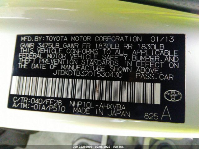 Photo 8 VIN: JTDKDTB32D1530430 - TOYOTA PRIUS C 