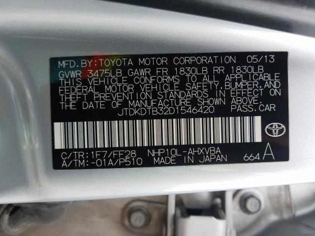 Photo 9 VIN: JTDKDTB32D1546420 - TOYOTA PRIUS C 