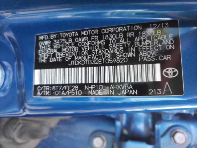 Photo 9 VIN: JTDKDTB32E1059820 - TOYOTA PRIUS C 