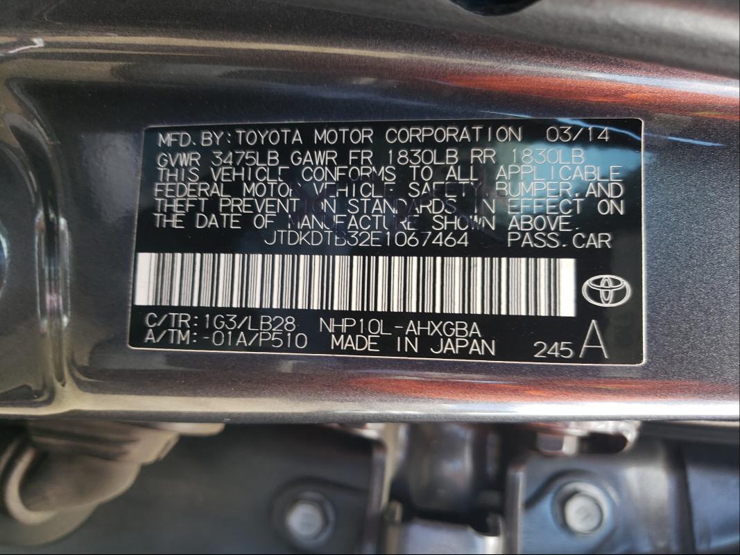 Photo 9 VIN: JTDKDTB32E1067464 - TOYOTA PRIUS C 