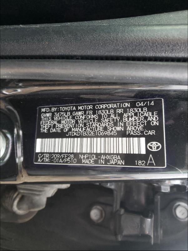 Photo 9 VIN: JTDKDTB32E1069845 - TOYOTA PRIUS C 