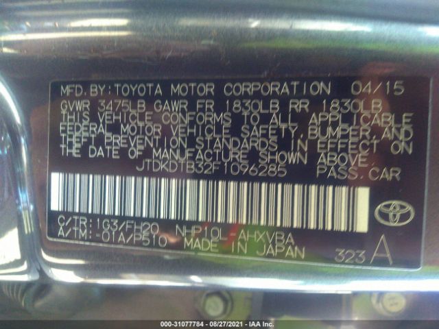 Photo 8 VIN: JTDKDTB32F1096285 - TOYOTA PRIUS C 