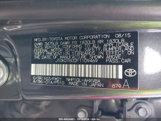 Photo 8 VIN: JTDKDTB32F1109469 - TOYOTA PRIUS C 