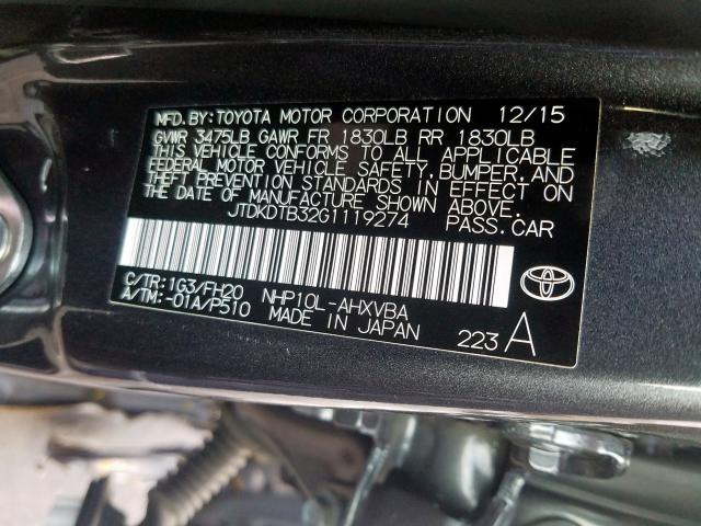 Photo 9 VIN: JTDKDTB32G1119274 - TOYOTA PRIUS C 