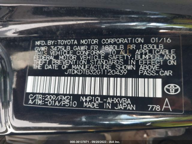 Photo 8 VIN: JTDKDTB32G1120439 - TOYOTA PRIUS C 