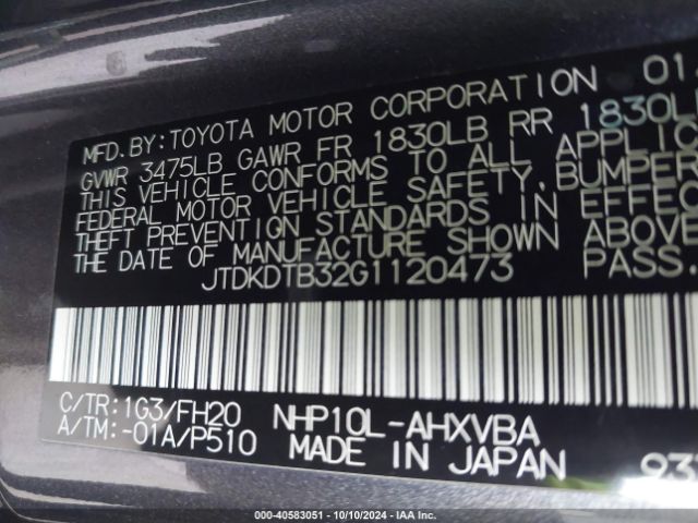 Photo 8 VIN: JTDKDTB32G1120473 - TOYOTA PRIUS C 