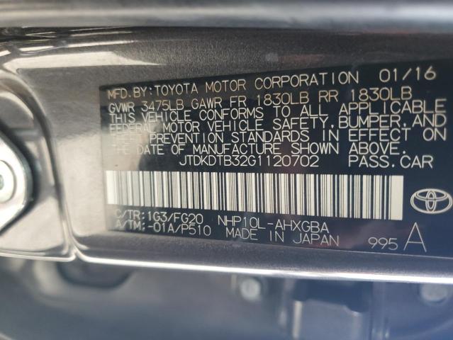 Photo 12 VIN: JTDKDTB32G1120702 - TOYOTA PRIUS 