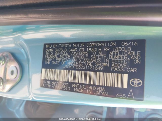 Photo 8 VIN: JTDKDTB32G1131649 - TOYOTA PRIUS C 