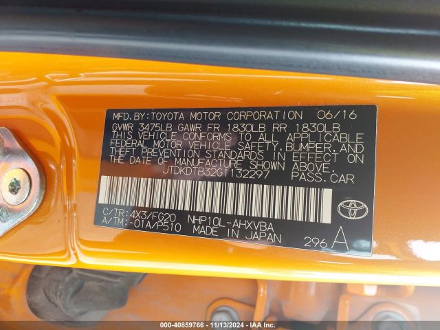 Photo 8 VIN: JTDKDTB32G1132297 - TOYOTA PRIUS C 