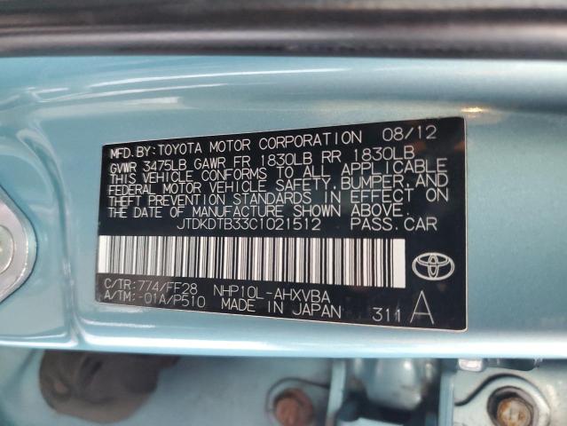 Photo 11 VIN: JTDKDTB33C1021512 - TOYOTA PRIUS C 