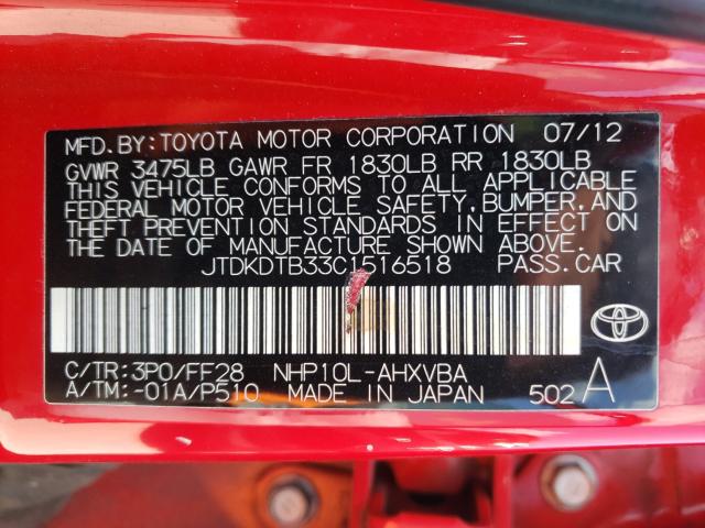 Photo 9 VIN: JTDKDTB33C1516518 - TOYOTA PRIUS C 