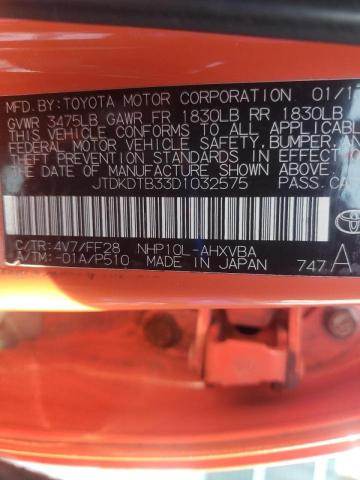 Photo 9 VIN: JTDKDTB33D1032575 - TOYOTA PRIUS C 