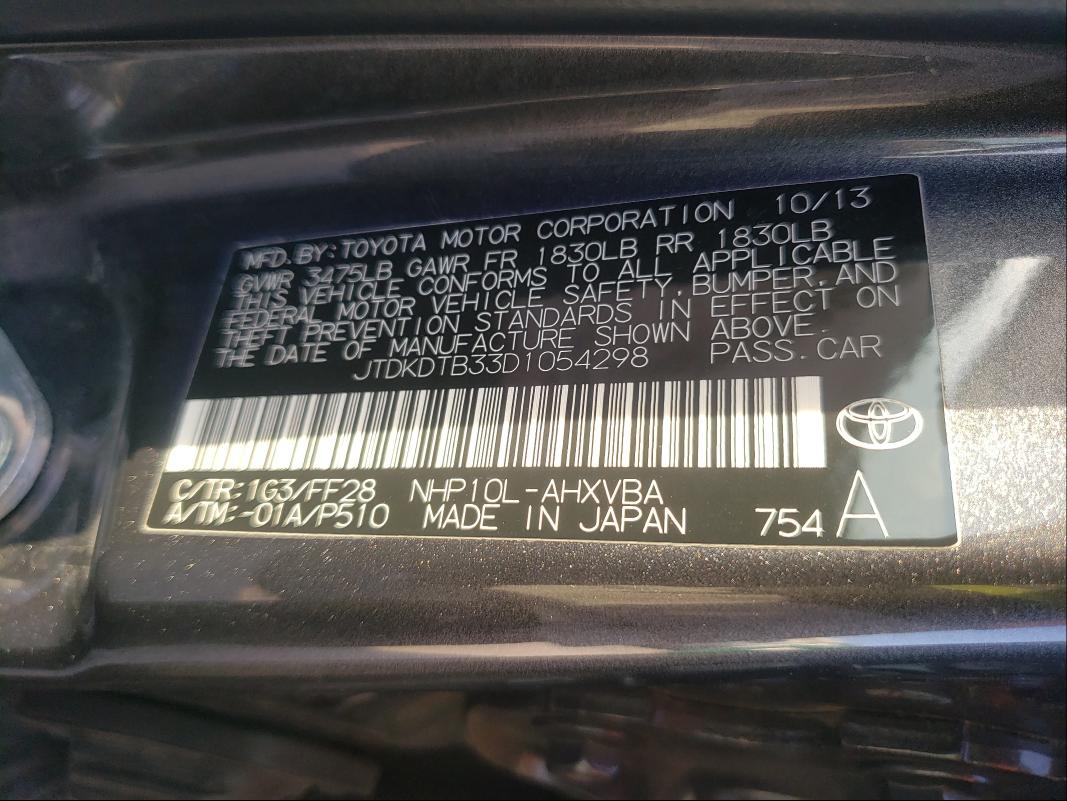 Photo 9 VIN: JTDKDTB33D1054298 - TOYOTA PRIUS C 