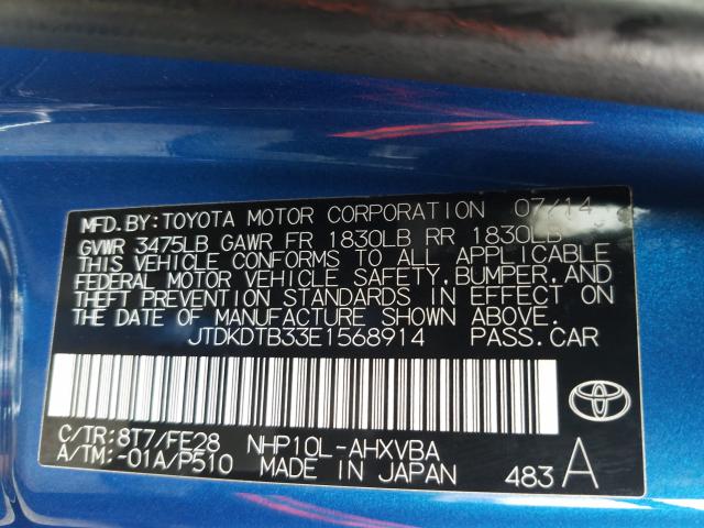 Photo 9 VIN: JTDKDTB33E1568914 - TOYOTA PRIUS C 