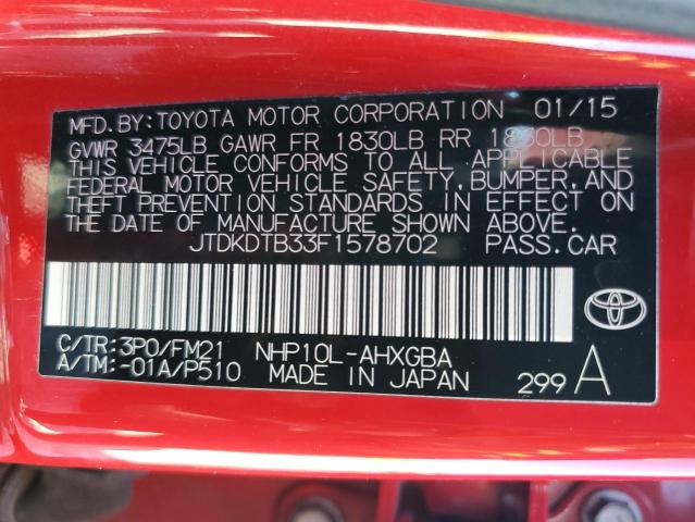 Photo 12 VIN: JTDKDTB33F1578702 - TOYOTA PRIUS 