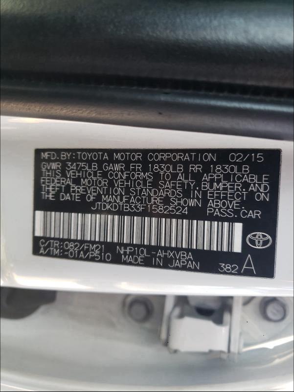 Photo 9 VIN: JTDKDTB33F1582524 - TOYOTA PRIUS C 