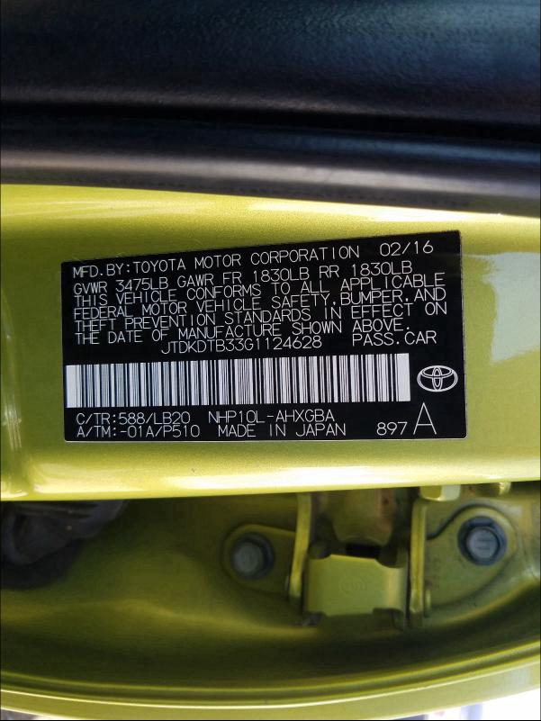 Photo 9 VIN: JTDKDTB33G1124628 - TOYOTA PRIUS C 