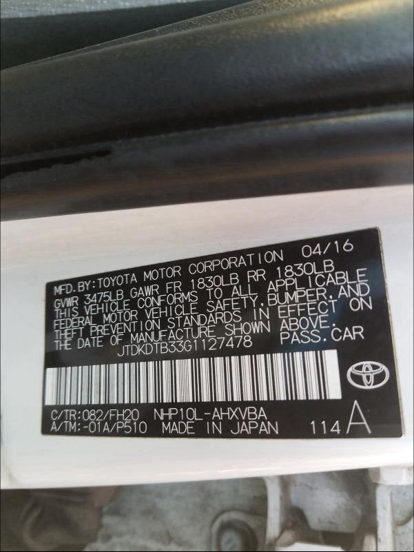 Photo 9 VIN: JTDKDTB33G1127478 - TOYOTA PRIUS C 