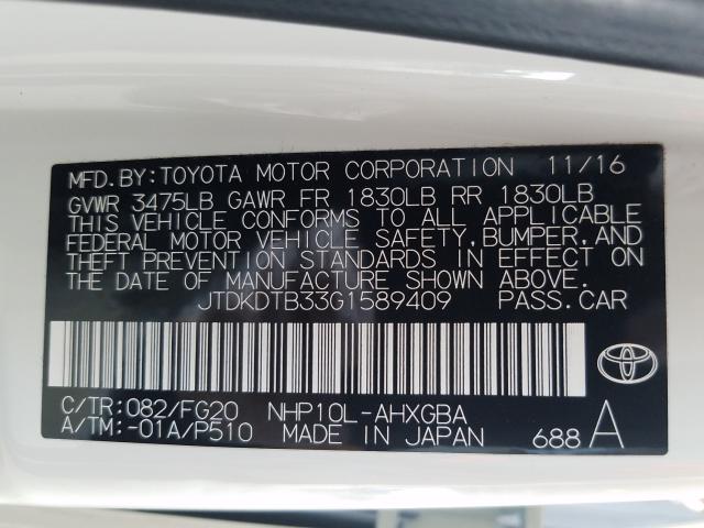 Photo 9 VIN: JTDKDTB33G1589409 - TOYOTA PRIUS C 