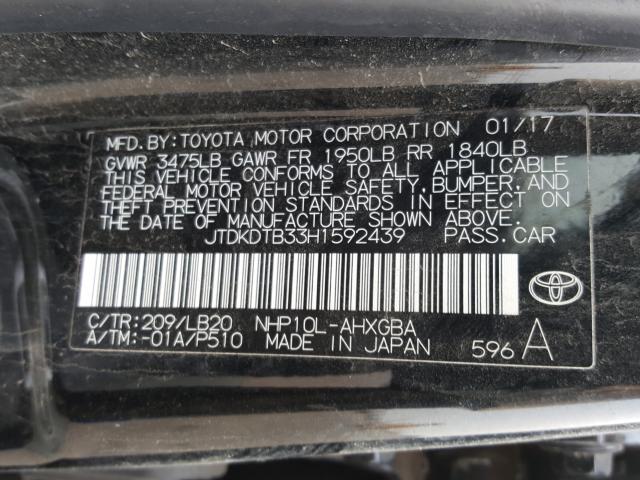 Photo 9 VIN: JTDKDTB33H1592439 - TOYOTA PRIUS C 