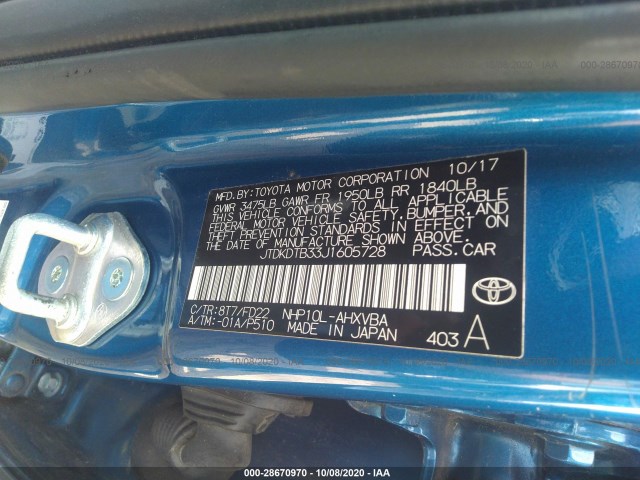 Photo 8 VIN: JTDKDTB33J1605728 - TOYOTA PRIUS C 