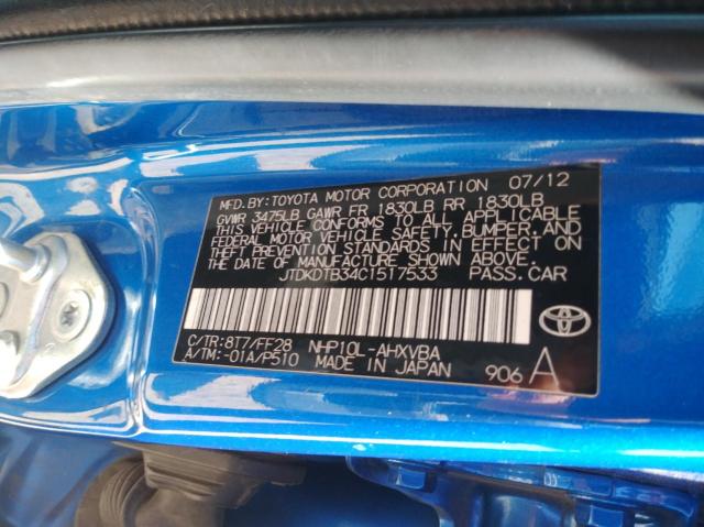 Photo 9 VIN: JTDKDTB34C1517533 - TOYOTA PRIUS C 