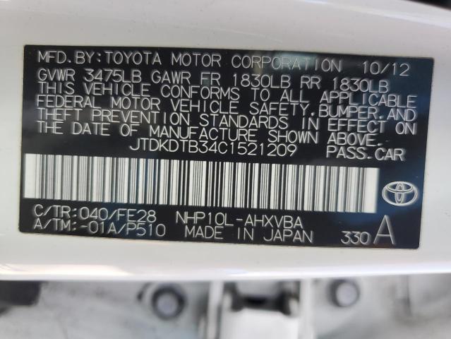 Photo 11 VIN: JTDKDTB34C1521209 - TOYOTA PRIUS C 