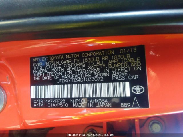 Photo 8 VIN: JTDKDTB34D1033072 - TOYOTA PRIUS C 