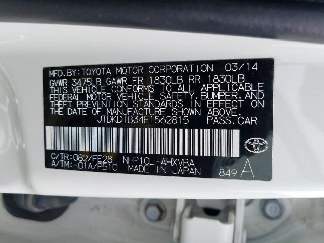 Photo 9 VIN: JTDKDTB34E1562815 - TOYOTA PRIUS C 