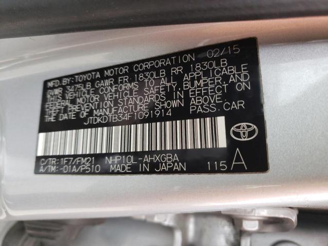 Photo 12 VIN: JTDKDTB34F1091914 - TOYOTA PRIUS 