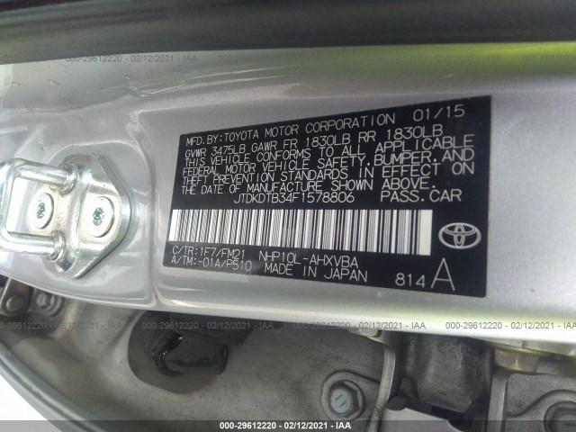 Photo 8 VIN: JTDKDTB34F1578806 - TOYOTA PRIUS C 